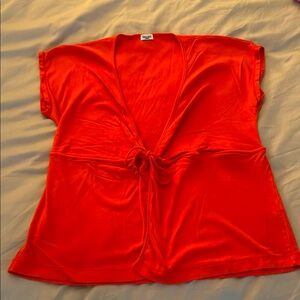 Splendid Orange Tie-Front Short Sleeve Top